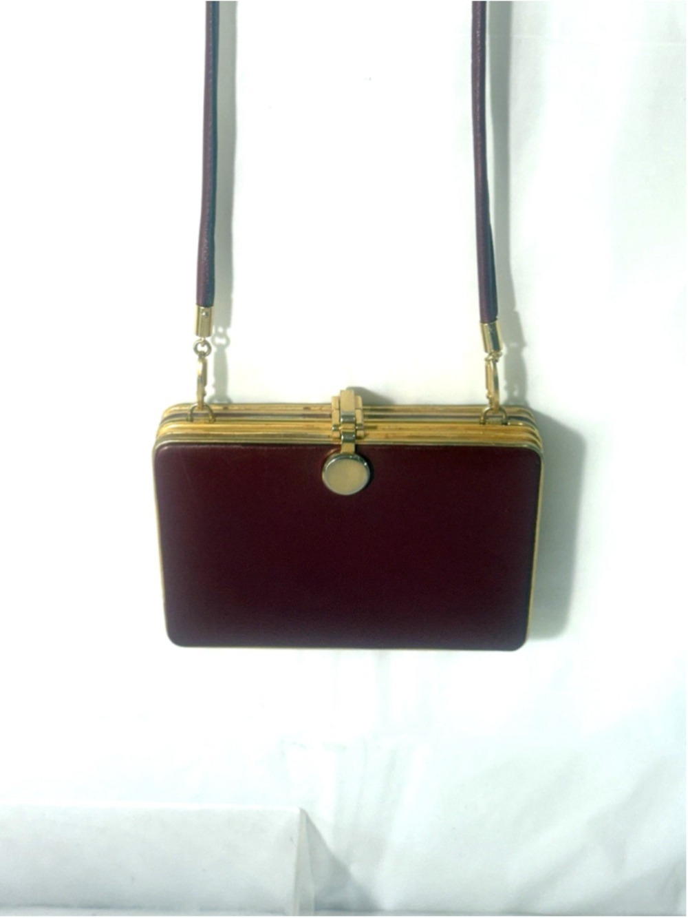 Vintage Leather School Leather Frame Bag Burgundy Florence Italy 1940s - 1960s